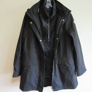 LANDS' END Black L 3 in 1 Systems Jacket Removable Vest Long Sleeve Pockets NWT